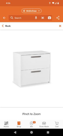 AGH Deco Alaska White Lateral File Cabinet, Model AK4500LFWW, Approximate Dimensions - 30" H x 30" W