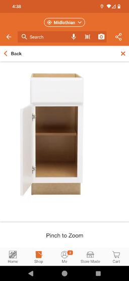 Hampton Bay Hampton 15 in. W x 24 in. D x 34.5 in. H Assembled Base Kitchen Cabinet in Satin White