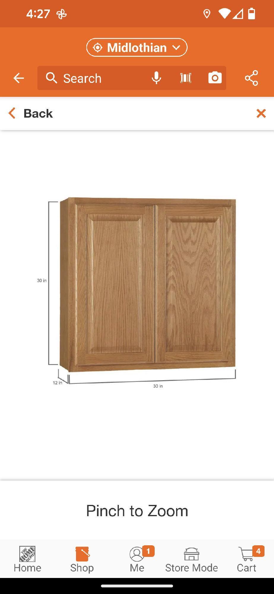 Hampton Bay Hampton 30 in. W x 12 in. D x 30 in. H Assembled Wall Kitchen Cabinet in Medium Oak,