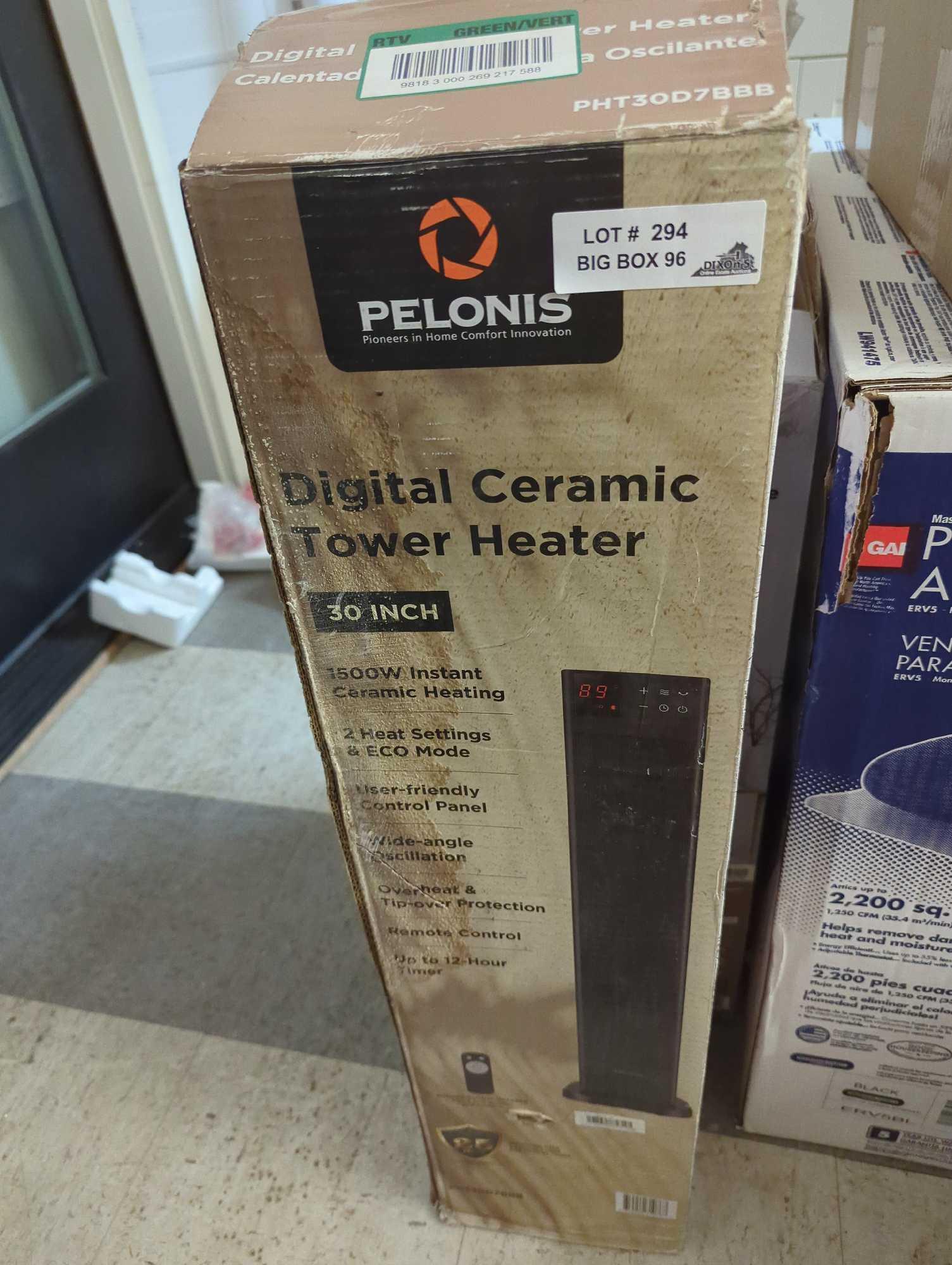 Pelonis 30 in. 1500-Watt Digital Tower Ceramic Heater, Appears to be New in Open Box Do to Being In