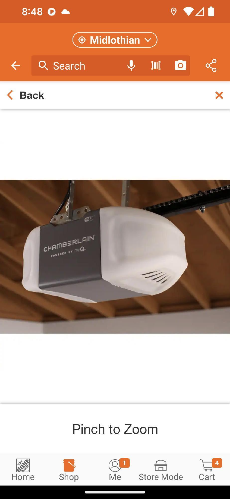 Chamberlain 1/2 HP Chain Drive Smart Garage Door Opener, Appears to be New in Factory Sealed Box