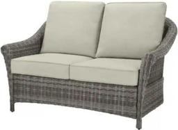 (Fragile/Heavy Bring Own Help) Hampton Bay Chasewood Brown Wicker Outdoor Patio Loveseat and Coffee