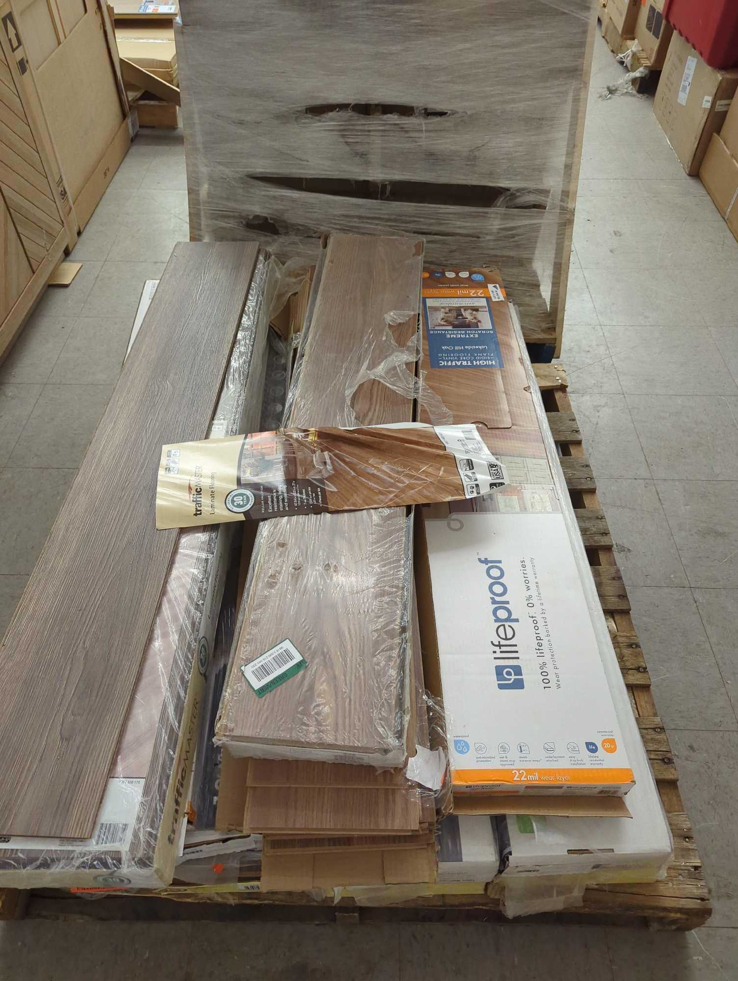 Pallet Lot of Assorted Flooring To Include, TrafficMaster Kellum Valley Oak Gunstock Brown 7 mm T x