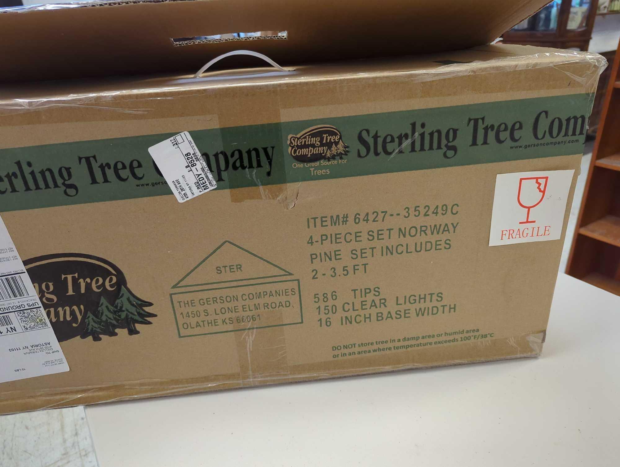 Sterling Tree Company 3.5Ft Potted Norway Pine With 150 Clear Lights. Retails as $100.00 Dimensions: