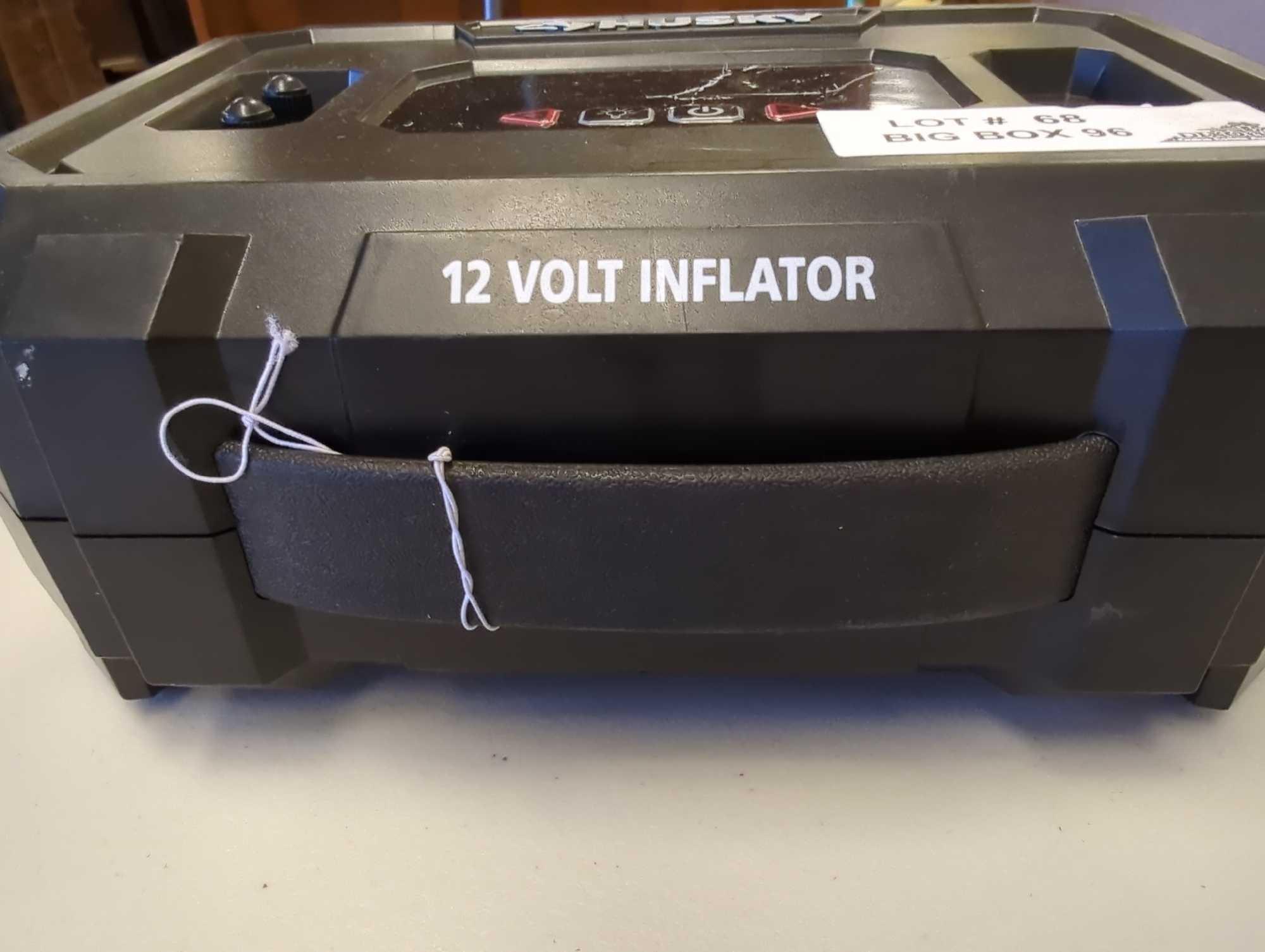 Husky 12-Volt Inflator. Comes as is shown in photos. Appears to be used. SKU # 1009549875 Retails as