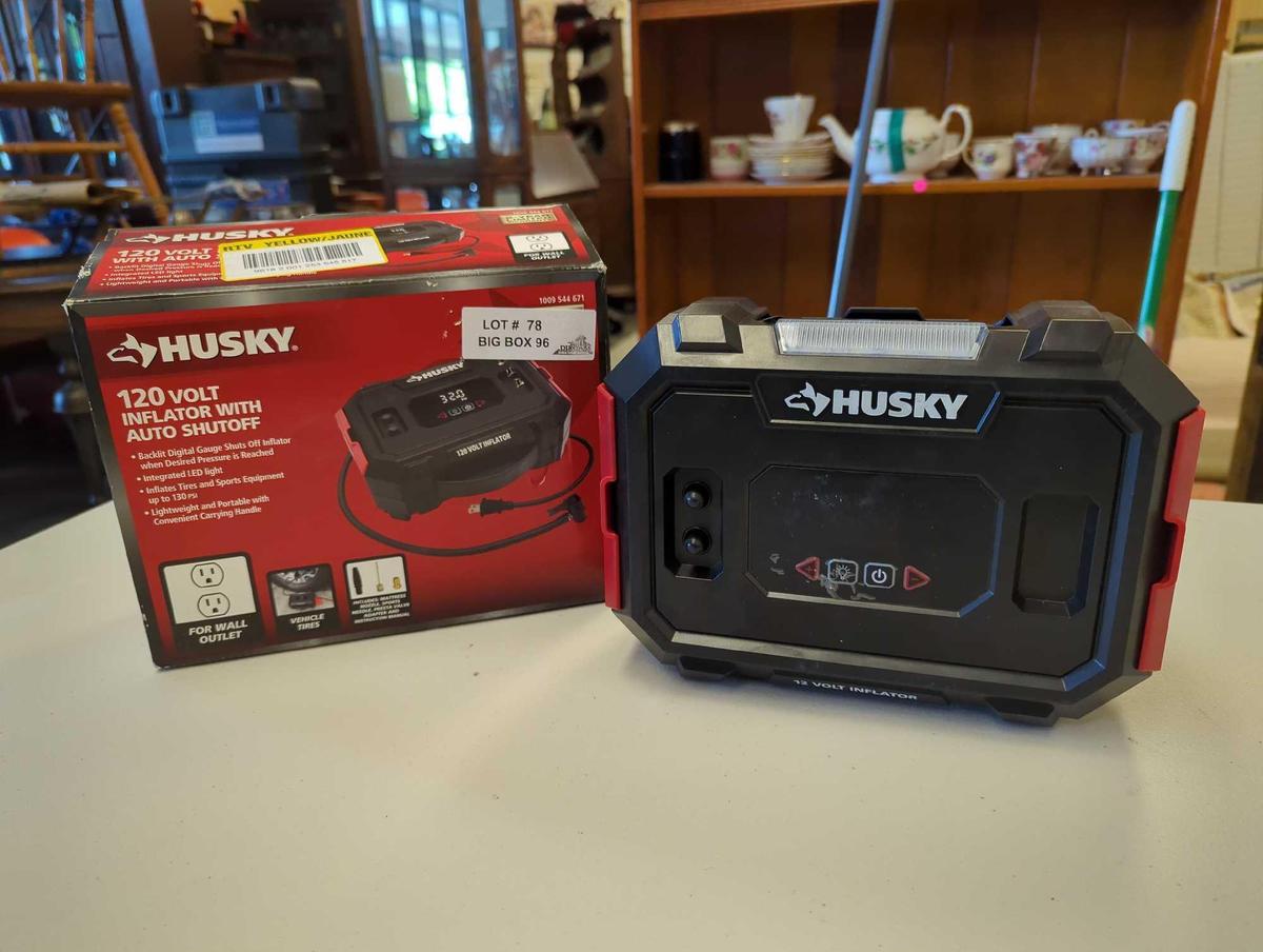 Husky 120-Volt Inflator. Comes as is shown in photos. Appears to be used. SKU # 1009544671 Retails