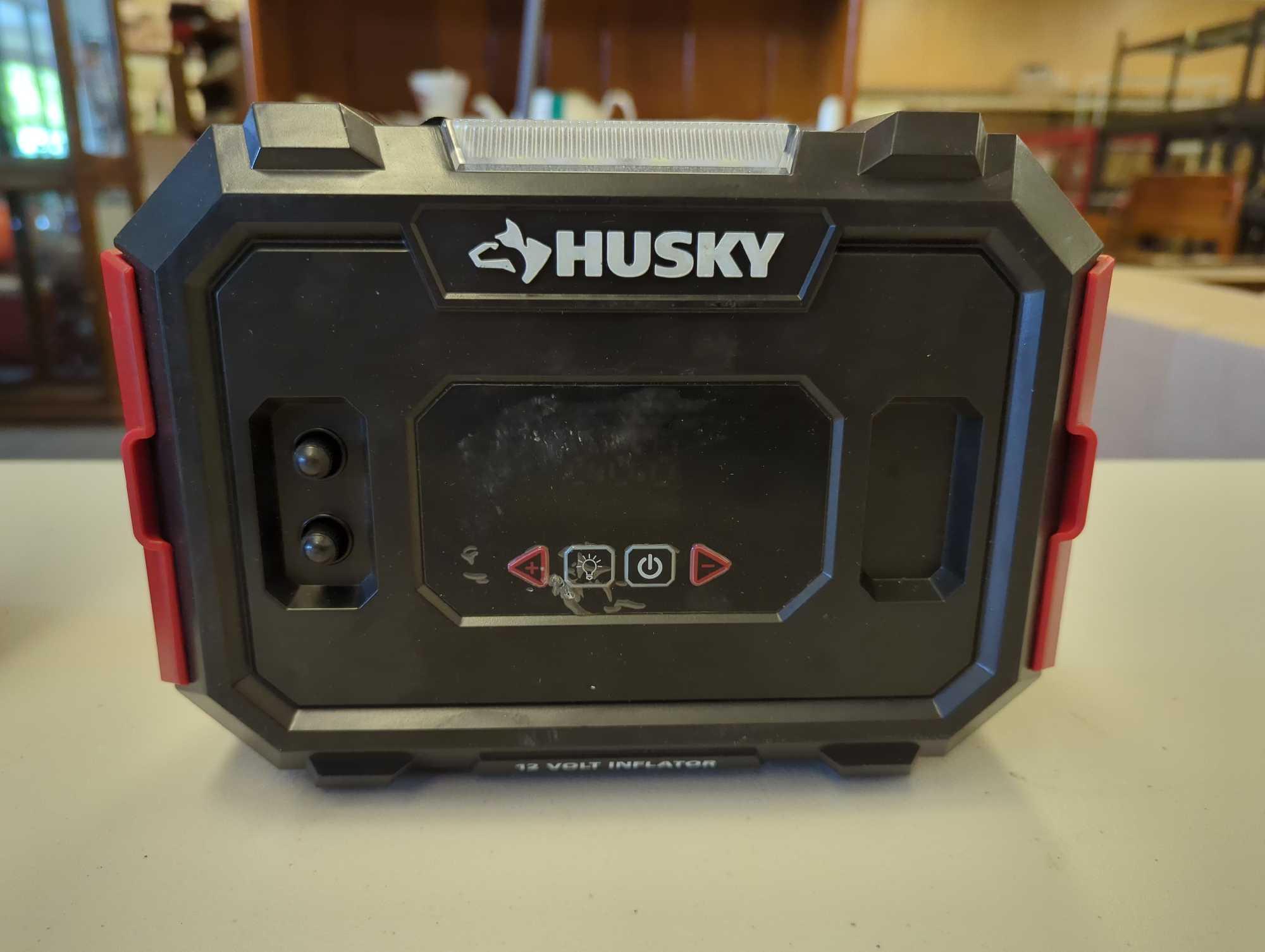 Husky 120-Volt Inflator. Comes as is shown in photos. Appears to be used. SKU # 1009544671 Retails