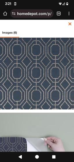 Geo Navy Removable Peel and Stick Wallpaper. Comes as is shown in photos. Appears to be new. Website