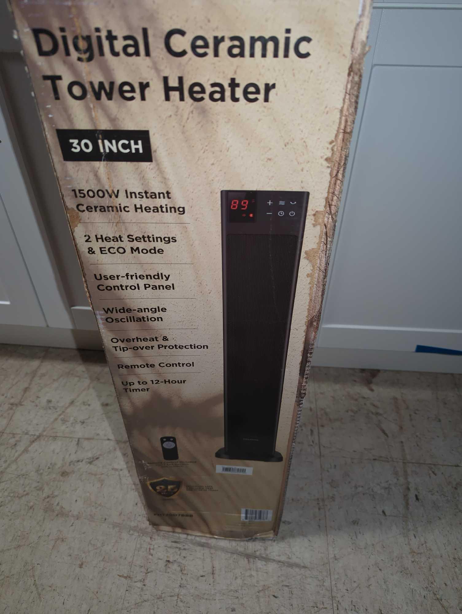 Pelonis 30 in. 1500-Watt Digital Tower Ceramic Heater, Appears to be New in Open Box Do to Being In