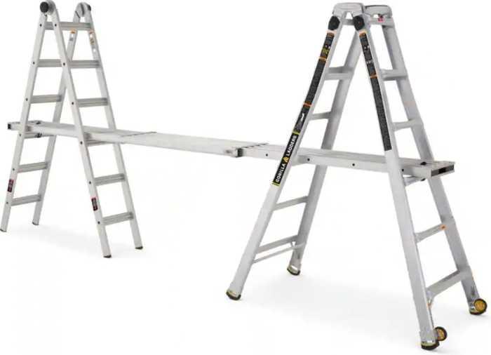 Gorilla Ladders 26 ft. Reach MPXW Aluminum Multi-Position Ladder with Wheels, 375 lb. Load Capacity