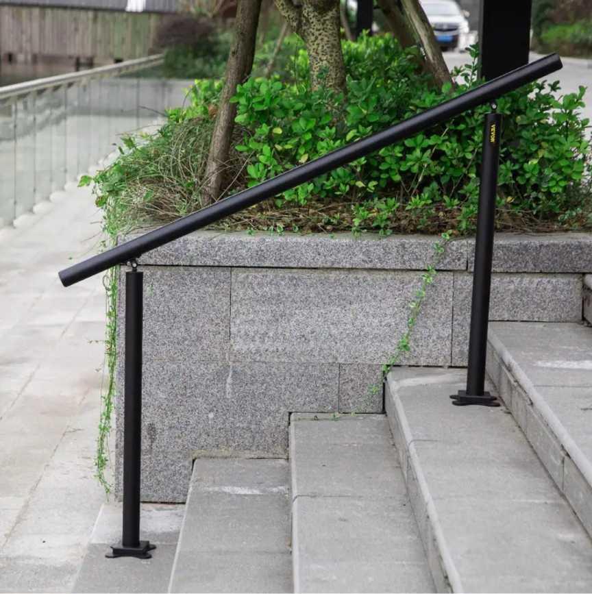 VEVOR 5 ft. Outdoor Stair Railing Fits 4-5 Steps Adjustable Angle Aluminum Stair Handrails for