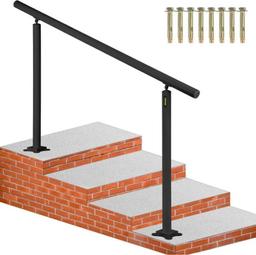 VEVOR 5 ft. Outdoor Stair Railing Fits 4-5 Steps Adjustable Angle Aluminum Stair Handrails for
