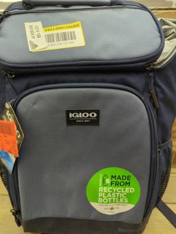 IGLOO Top Grip Evergreen 24 Can Blue Backpack Soft-Side Cooler, Appears to be New Retail Price Value