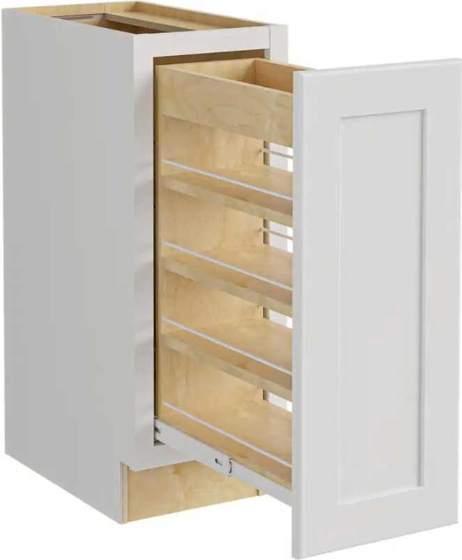 Home Decorators Collection Newport Pacific White Plywood Shaker Assembled Pull Out Pantry Kitchen