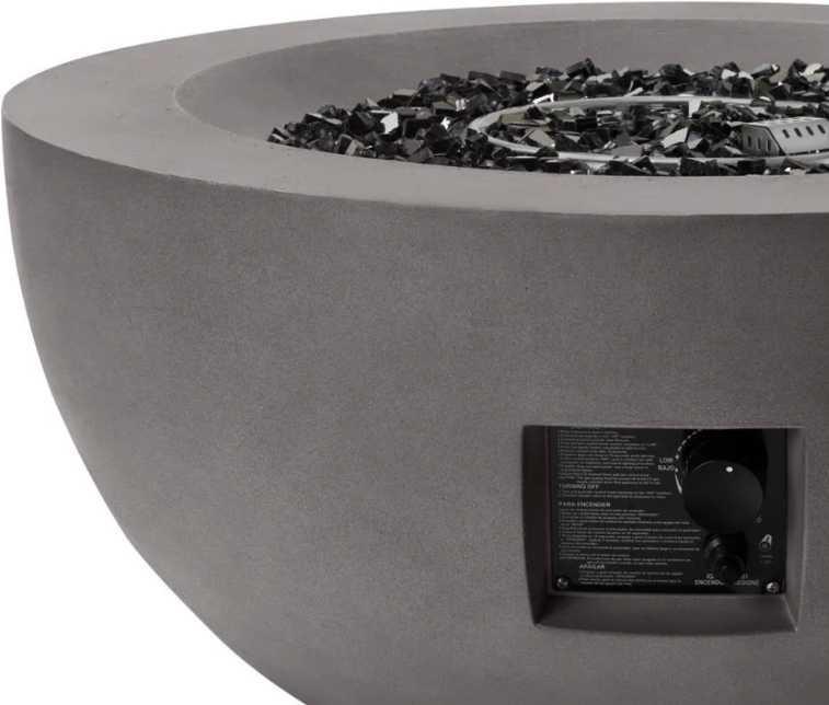 Hampton Bay Grove Park 35 in. x 24 in. Round Concrete Propane Gas Fire Pit, Appears to be New in