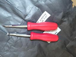 Lot of 2 Tekton 6-in-1 Slotted Screwdriver (3/16 in. x 1/4 in., 1/8 in. x 5/16 in., Red), Model