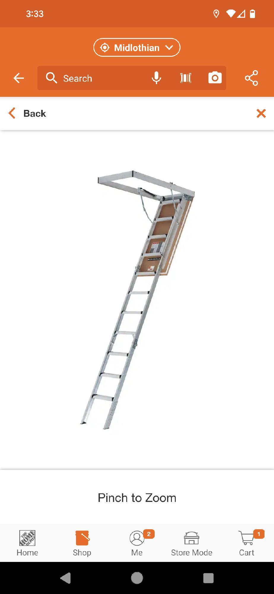 Louisville Ladder Energy Efficient 7 ft. 8 in. to 10 ft. 3 in., 22.5 in. x 54 in. Insulated Aluminum