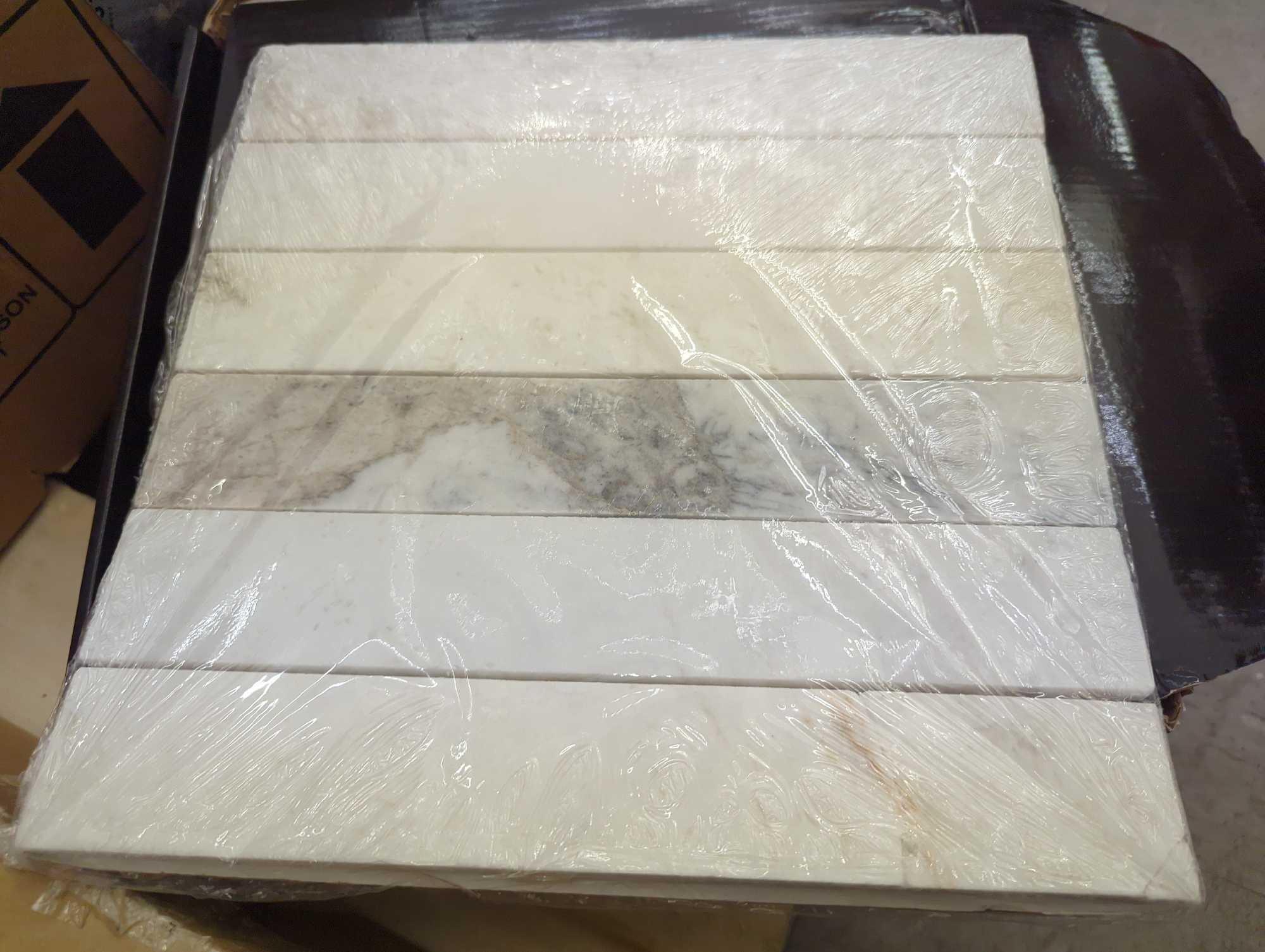 Lot of 3 Cases of MSI Arabescato Venato Stacked 12 in. x 12 in. Honed Marble Mesh-Mounted Floor and