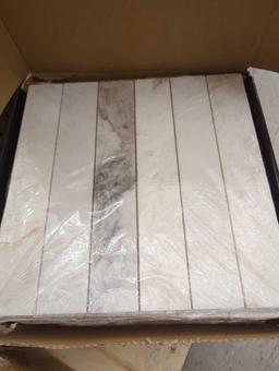 Lot of 3 Cases of MSI Arabescato Venato Stacked 12 in. x 12 in. Honed Marble Mesh-Mounted Floor and