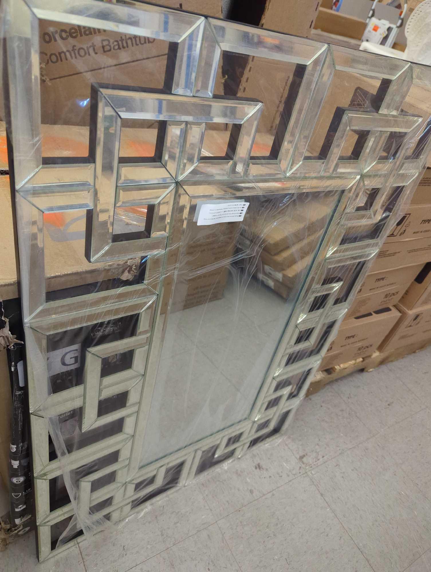 Wisfor Large Rectangular Frameless Decorative Art Mirror Anti-Rust Glass Silver Wall Bathroom Vanity