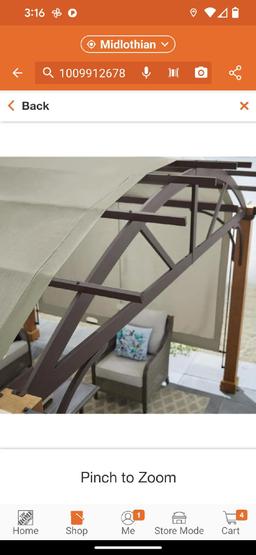 (2 Boxes) Hampton Bay 10 ft. x 12 ft. Longford Wood Outdoor Patio Pergola with Sling Canopy, Appears