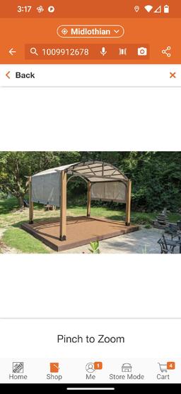 (2 Boxes) Hampton Bay 10 ft. x 12 ft. Longford Wood Outdoor Patio Pergola with Sling Canopy, Appears