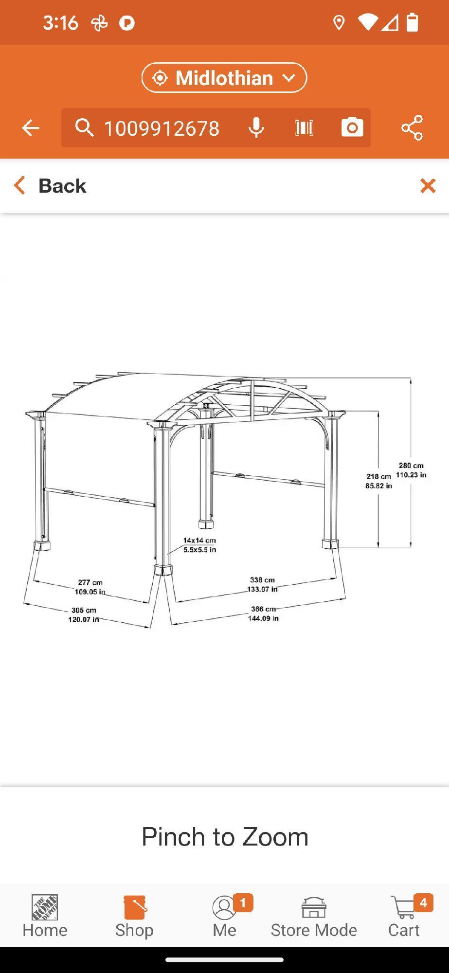 (2 Boxes) Hampton Bay 10 ft. x 12 ft. Longford Wood Outdoor Patio Pergola with Sling Canopy, Appears