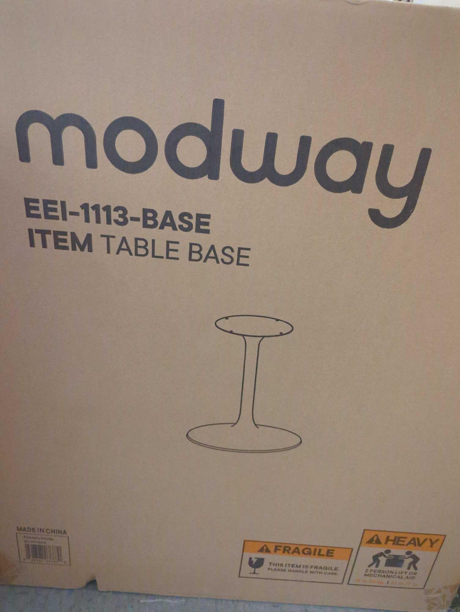 (2 Boxes) MODWAY 48 in. Lippa in White Round Wood Top Dining Table, The Base Is One Box And the Top