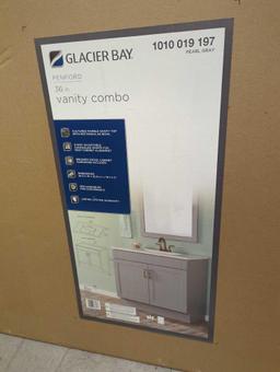 Glacier Bay Penford 37 in. W x 19 in. D x 33 in. H Single Sink Freestanding Bath Vanity in White