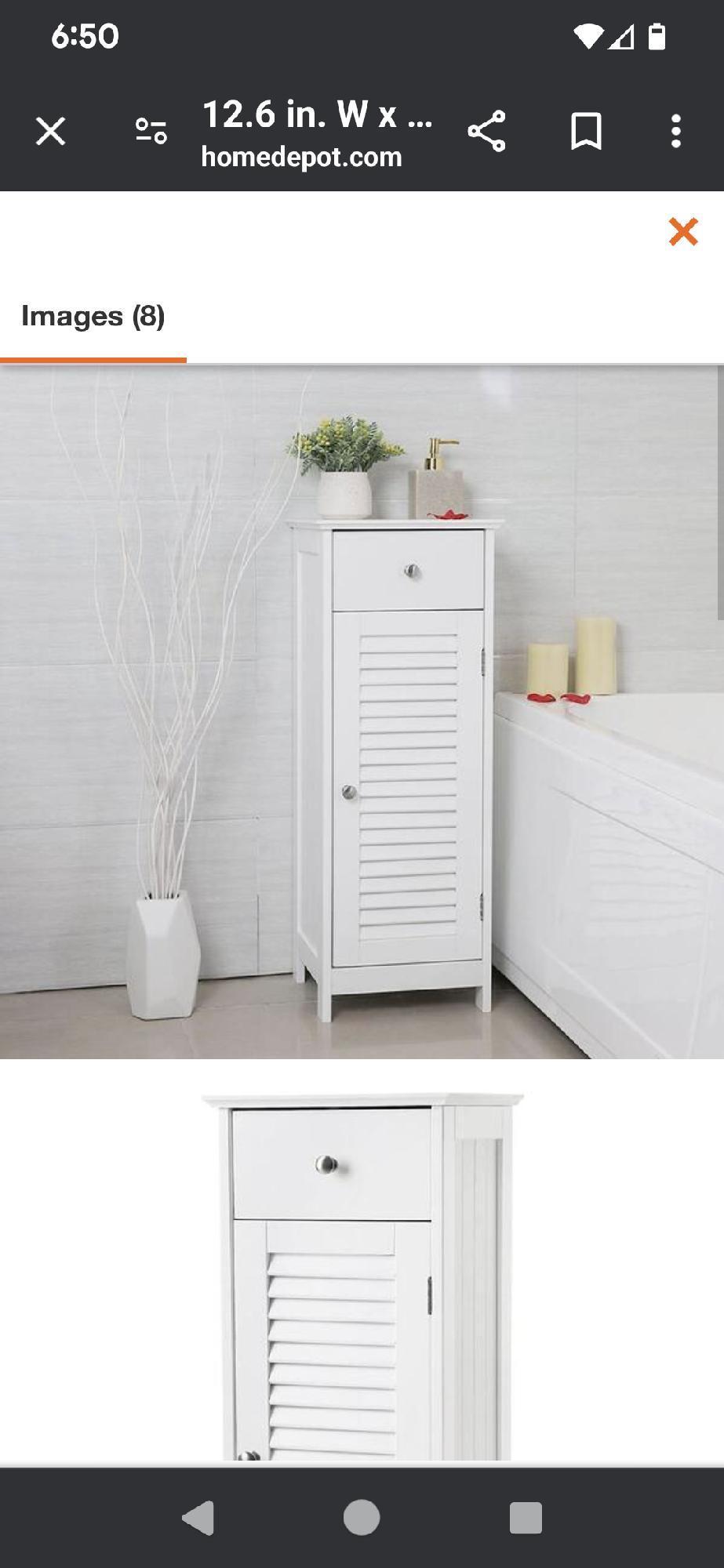 12.6 in. W x 11.8 in. D x 34.3 in. H White Bathroom Floor Linen Cabinet Storage with Drawer and