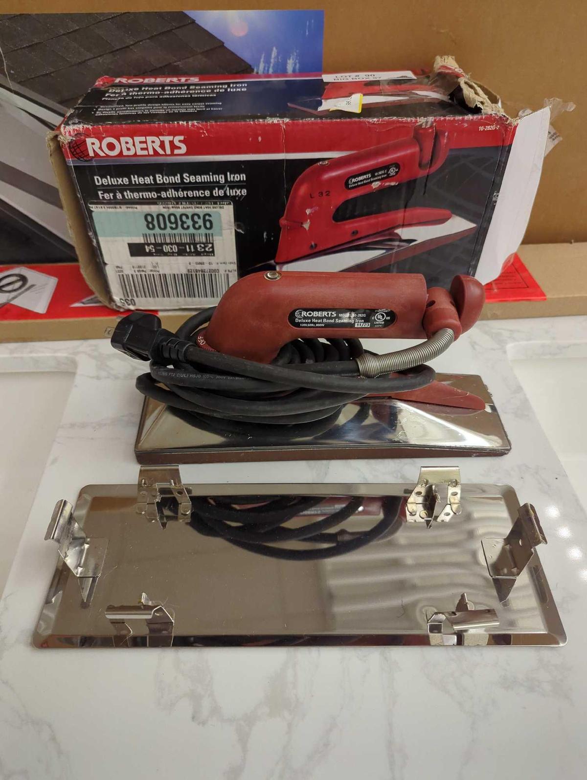 ROBERTS Deluxe Heat Bond Carpet Iron with Non-Stick, Grooved Base. Comes an open box as is shown.