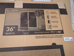36 in. x 80 in. Adjustable Fit White Premium Patio Sliding Screen Door. Comes in open box as a shown