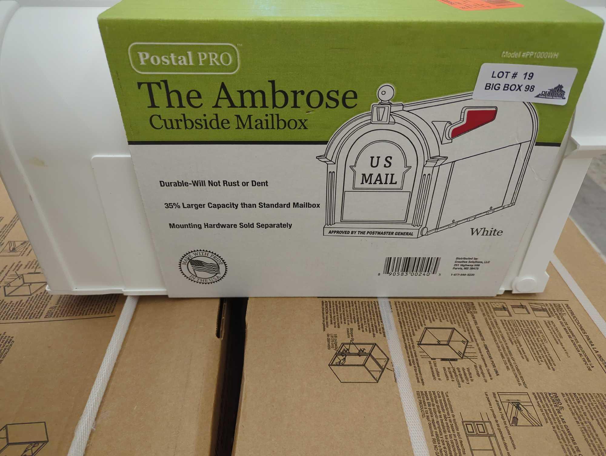 Postal PRO Ambrose White Post Mount Mailbox, Appears to be New in Factory Package Retail Price Value