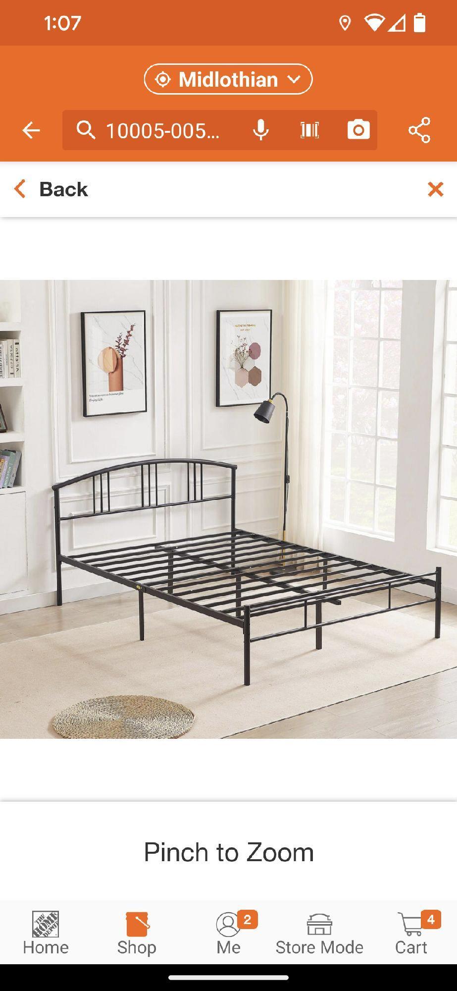 (Frame Only) VECELO Victorian Style Bed Frames, Black Metal Frame Full Platform Bed with Headboard,