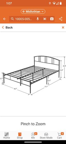 (Frame Only) VECELO Victorian Style Bed Frames, Black Metal Frame Full Platform Bed with Headboard,