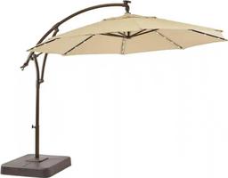 Hampton Bay 11 ft. Cantilever Aluminum and Steel Solar LED Offset Outdoor Patio Umbrella in Putty