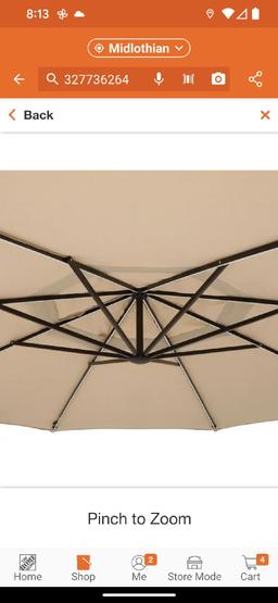 Hampton Bay 11 ft. Cantilever Aluminum and Steel Solar LED Offset Outdoor Patio Umbrella in Putty