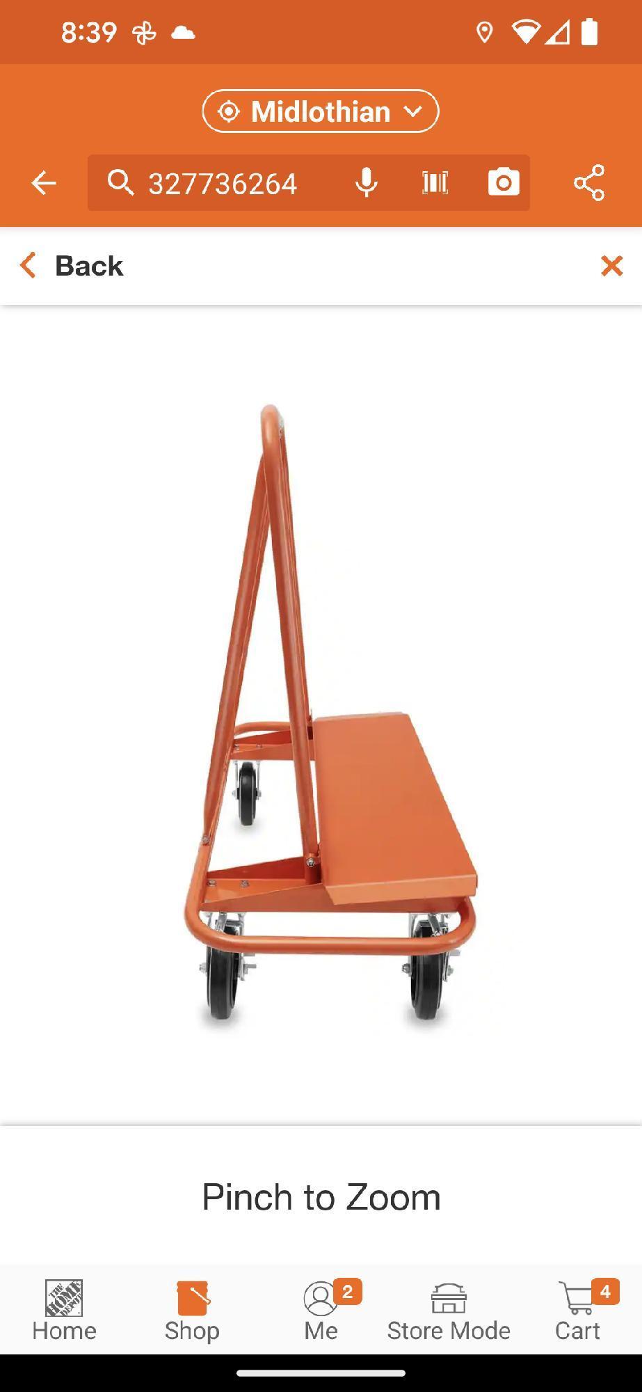 GYPTOOL Heavy-Duty Drywall Cart with 1,800 lbs. Load Capacity, Appears to be New in Factory Banded