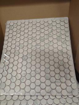 Lot of 3 Cases of MSI Carrara Penny Round 12 in. x 12 in. x 6mm Matte Porcelain Mesh-Mounted Mosaic