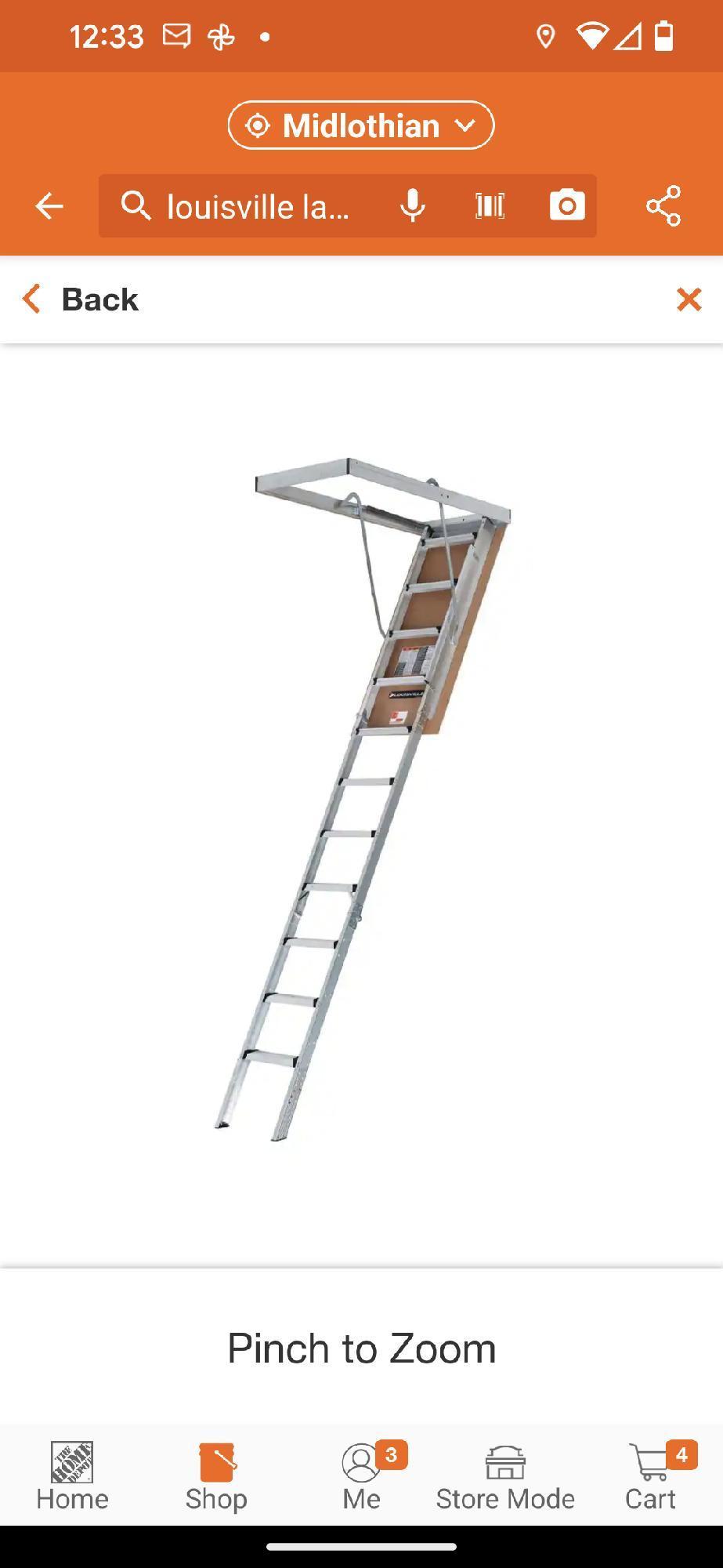 Louisville Ladder (7 ft.- 10 ft. Ceiling Height) Aluminum Attic Ladder (22.5 in. x 54 in. Rough