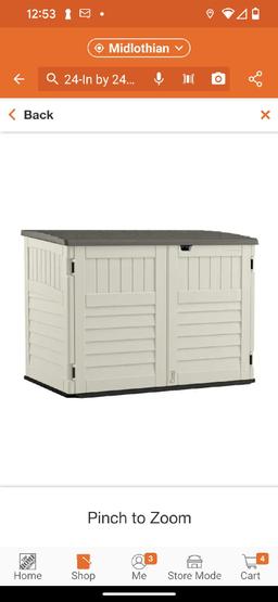 Suncast Stow-Away 3 ft. 8 in. x 5 ft. 11 in. Resin Horizontal Storage Shed, Appears to be New in