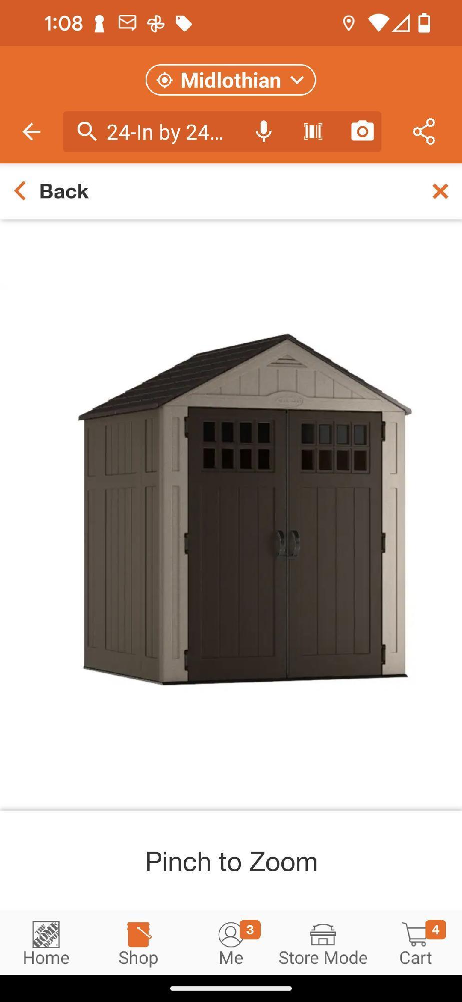 (Please Bring Help) Suncast 6 ft. W x 5 ft. D Plastic Shed (34 sq. ft.), Appears to be New in