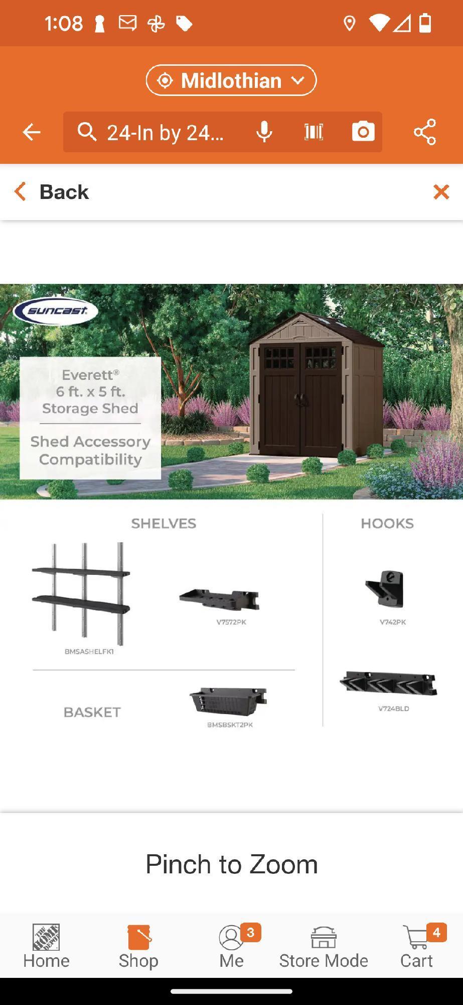 (Please Bring Help) Suncast 6 ft. W x 5 ft. D Plastic Shed (34 sq. ft.), Appears to be New in