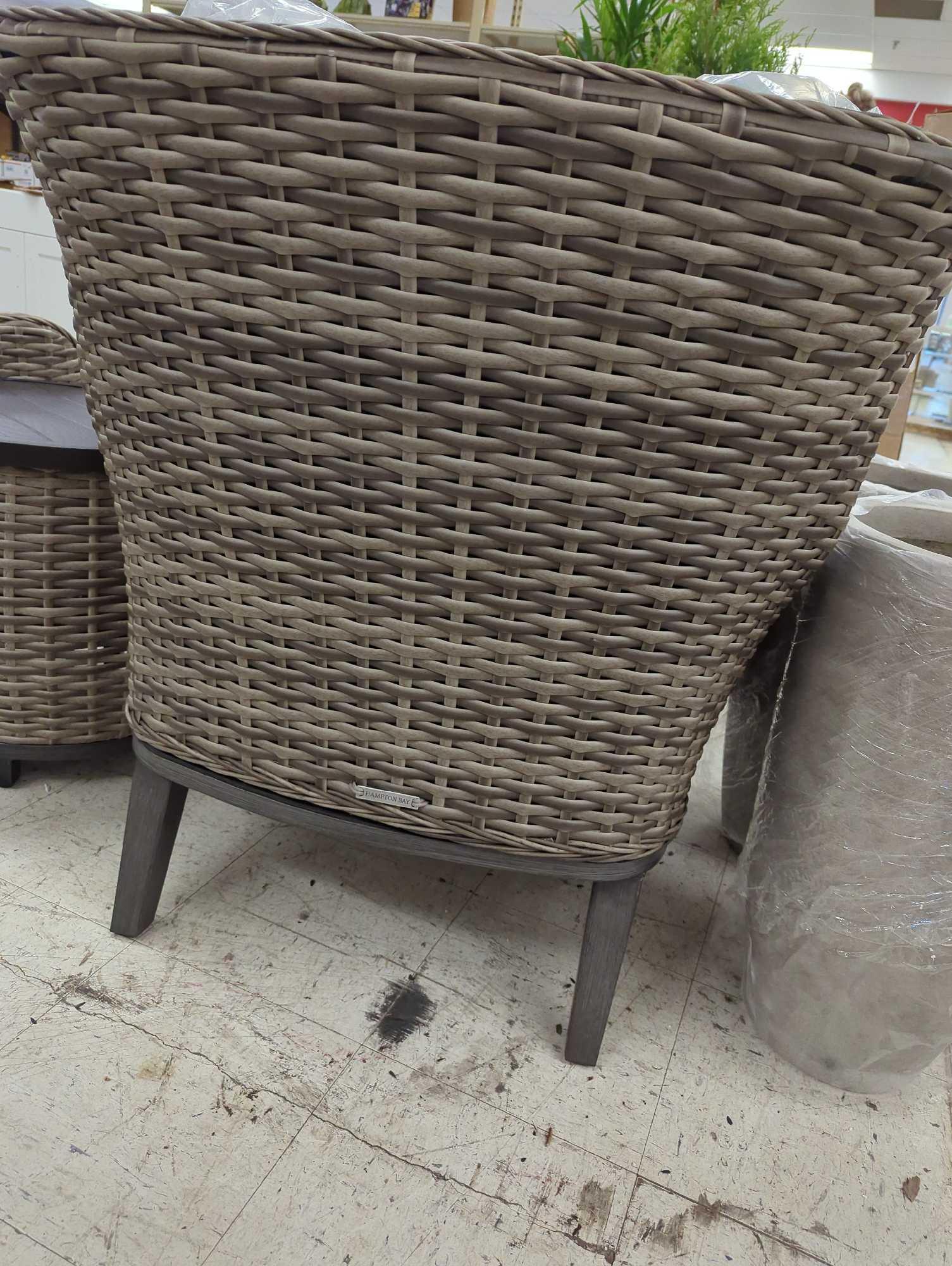 (Missing One Back Cushion) Hampton Bay Cooper Lake 3-Piece Wicker Patio Conversation Set with