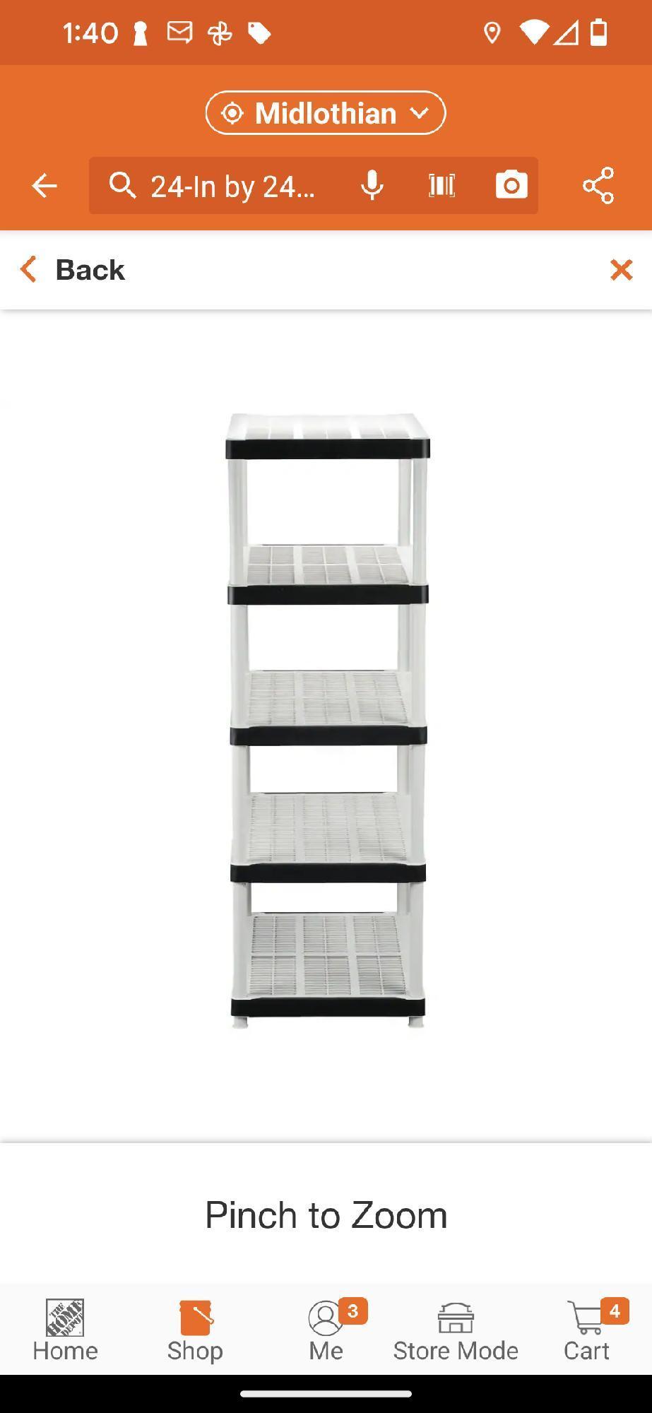 HDX 5-Tier Plastic Garage Storage Shelving Unit in Gray (36 in. W x 72 in. H x 24 in. D), Appears to