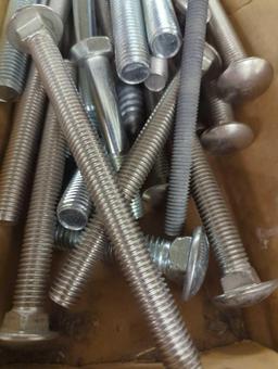 10.2 LBS Box Lot of Assorted Bolts, What you see in photos is what you will receive Sold Where Is As