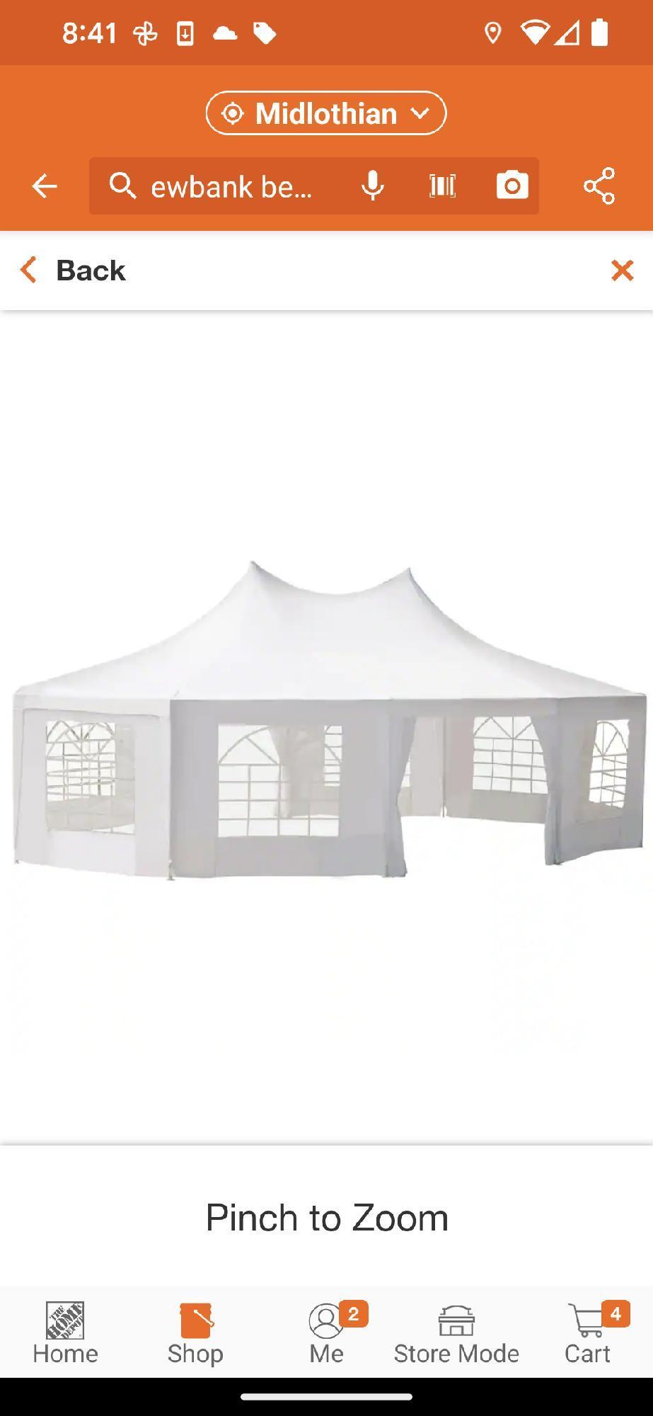 (Tent Only No Poles) Outsunny 21 ft x 29 ft White Large 10-Wall Event Wedding Gazebo Canopy Tent