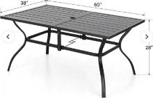 (Matching Chairs On Lot 284) Phi Villa 6 Person Outdoor Metal Dining Table With Umbrella Hole,