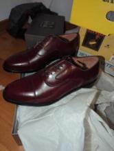 (BR1)JOS A BANK SHOES, MEN'S SIZE 11 MARSHFIELD BURGUNDY LEATHER SHOES, OPEN BOX UNIT APPEARS NEAR
