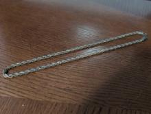 (BR1) .925 STERLING SILVER ROPE TWIST CHAIN WITH LOBSTER CLASP. MEASURES 18" LONG & WEIGHS 17.80